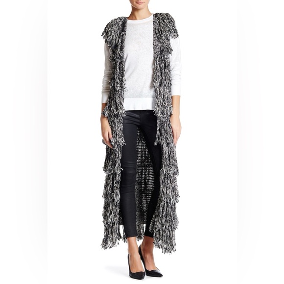 NWOT Alice + Olivia Yazmin Long Fringe Sweater Vest - Picture 2 of 4
